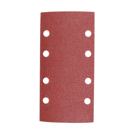 This is an image showing TIMCO 1/3 Sanding Sheets - Mixed - Red - Punched - 93 x 185mm (80, 120 & 180) - 5 Pieces Pack available from T.H Wiggans Ironmongery in Kendal, quick delivery at discounted prices.