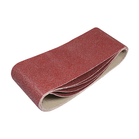 This is an image showing TIMCO Sanding Belts - 40 Grit - Red - 100 x 610mm - 5 Pieces Pack available from T.H Wiggans Ironmongery in Kendal, quick delivery at discounted prices.