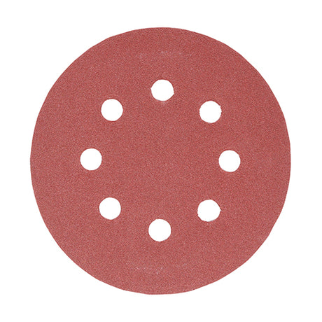 This is an image showing TIMCO Random Orbital Sanding Discs - 180 Grit - Red - 125mm - 5 Pieces Pack available from T.H Wiggans Ironmongery in Kendal, quick delivery at discounted prices.