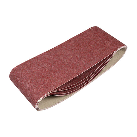 This is an image showing TIMCO Sanding Belts - 80 Grit - Red - 100 x 610mm - 5 Pieces Pack available from T.H Wiggans Ironmongery in Kendal, quick delivery at discounted prices.