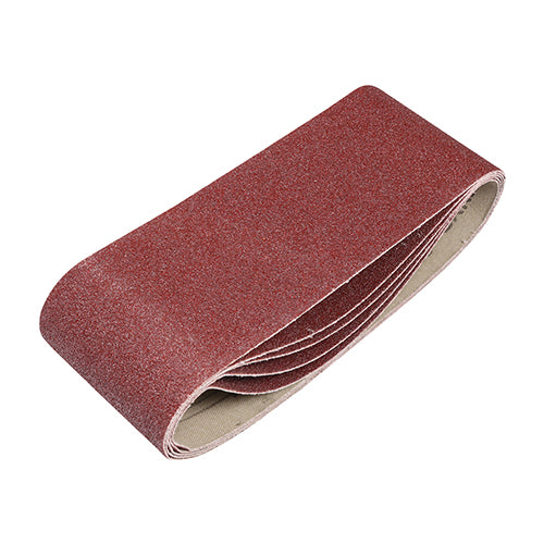 This is an image showing TIMCO Sanding Belts - 120 Grit - Red - 75 x 457mm - 5 Pieces Pack available from T.H Wiggans Ironmongery in Kendal, quick delivery at discounted prices.