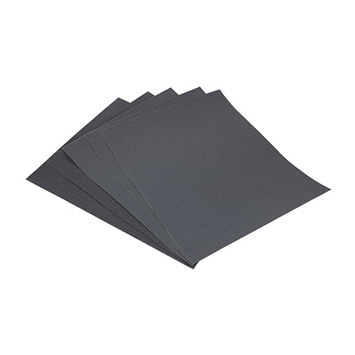 This is an image showing TIMCO Wet & Dry Sanding Sheets - Mixed - Black - 230 x 280mm (180/320) - 5 Pieces Pack available from T.H Wiggans Ironmongery in Kendal, quick delivery at discounted prices.