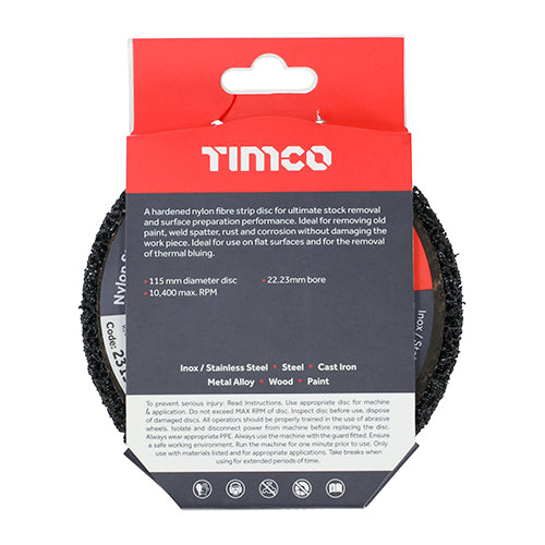 This is an image showing TIMCO Nylon Stripping & Preparation Disc - 115 x 22.23 - 1 Each Pack available from T.H Wiggans Ironmongery in Kendal, quick delivery at discounted prices.