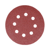 This is an image showing TIMCO Random Orbital Sanding Discs - 120 Grit - Red - 125mm - 5 Pieces Pack available from T.H Wiggans Ironmongery in Kendal, quick delivery at discounted prices.