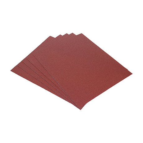 This is an image showing TIMCO Sanding Sheets - 180 Grit - Red - 230 x 280mm - 5 Pieces Pack available from T.H Wiggans Ironmongery in Kendal, quick delivery at discounted prices.