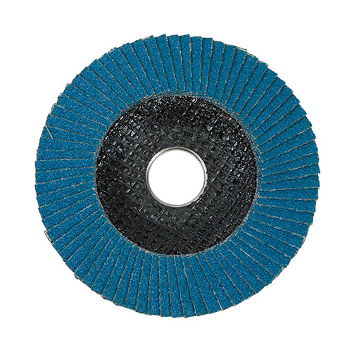This is an image showing TIMCO Flap Disc - Zirconium - Type 29 Conical - P60 Grit - 115 x 22.23 - 1 Each Pack available from T.H Wiggans Ironmongery in Kendal, quick delivery at discounted prices.