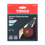 This is an image showing TIMCO Random Orbital Sanding Discs - 80 Grit - Red - 125mm - 5 Pieces Pack available from T.H Wiggans Ironmongery in Kendal, quick delivery at discounted prices.