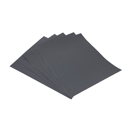 This is an image showing TIMCO Wet & Dry Sanding Sheets - 1200 Grit - Black - 230 x 280mm - 5 Pieces Pack available from T.H Wiggans Ironmongery in Kendal, quick delivery at discounted prices.