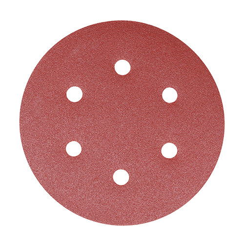 This is an image showing TIMCO Random Orbital Sanding Discs - 180 Grit - Red - 150mm - 5 Pieces Pack available from T.H Wiggans Ironmongery in Kendal, quick delivery at discounted prices.