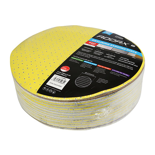 This is an image showing TIMCO Drylining Sanding Discs - 80 Grit - Yellow - 225mm - 25 Pieces Pack available from T.H Wiggans Ironmongery in Kendal, quick delivery at discounted prices.