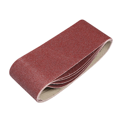 This is an image showing TIMCO Sanding Belts - 80 Grit - Red - 75 x 457mm - 5 Pieces Pack available from T.H Wiggans Ironmongery in Kendal, quick delivery at discounted prices.