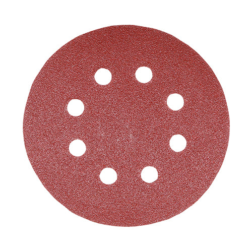 This is an image showing TIMCO Random Orbital Sanding Discs - Mixed - Red - 125mm (80/120/180) - 5 Pieces Pack available from T.H Wiggans Ironmongery in Kendal, quick delivery at discounted prices.