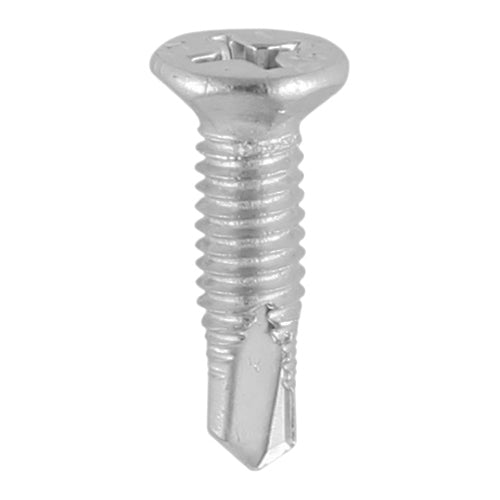 This is an image showing TIMCO Window Fabrication Screws - Countersunk Facet - PH - Metric Thread - Self-Drilling Point - Martensitic Stainless Steel & Silver Organic - M4 x 16 - 1000 Pieces Box available from T.H Wiggans Ironmongery in Kendal, quick delivery at discounted prices.