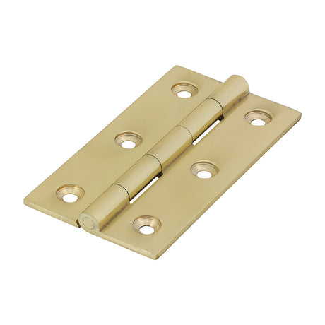 This is an image showing TIMCO Solid Drawn Hinge - Solid Brass - Polished Brass - 75 x 40 - 2 Pieces Bag available from T.H Wiggans Ironmongery in Kendal, quick delivery at discounted prices.