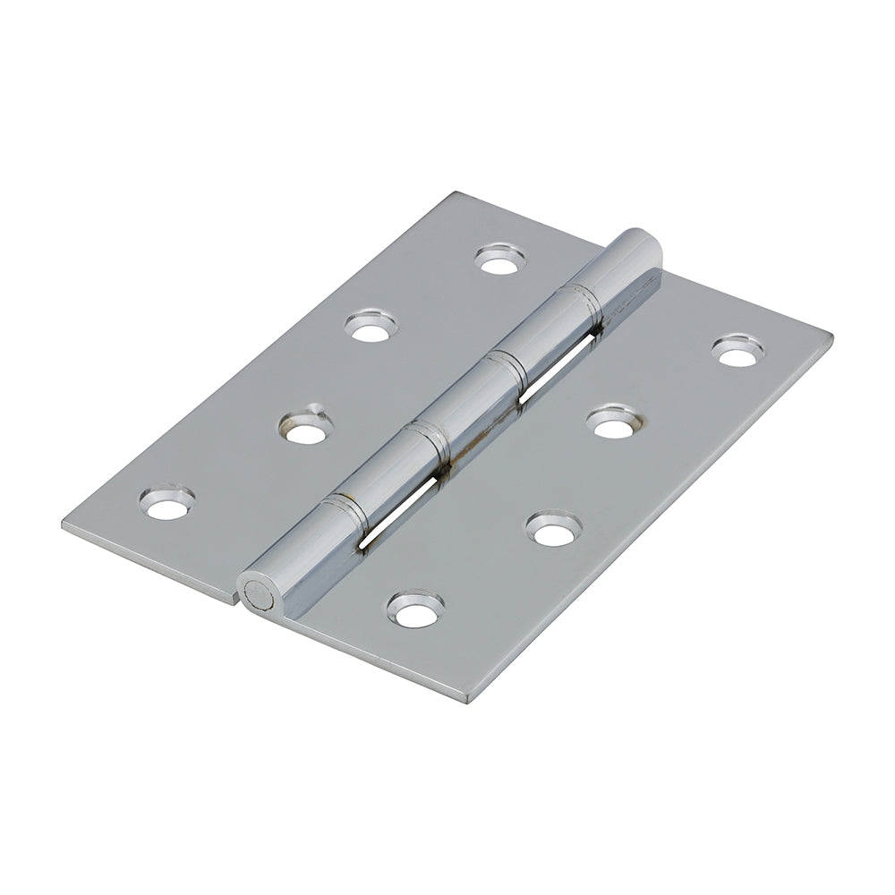 This is an image showing TIMCO Double Steel Washered Butt Hinge - Solid Brass - Polished Chrome - 102 x 67 - 2 Pieces TIMbag available from T.H Wiggans Ironmongery in Kendal, quick delivery at discounted prices.