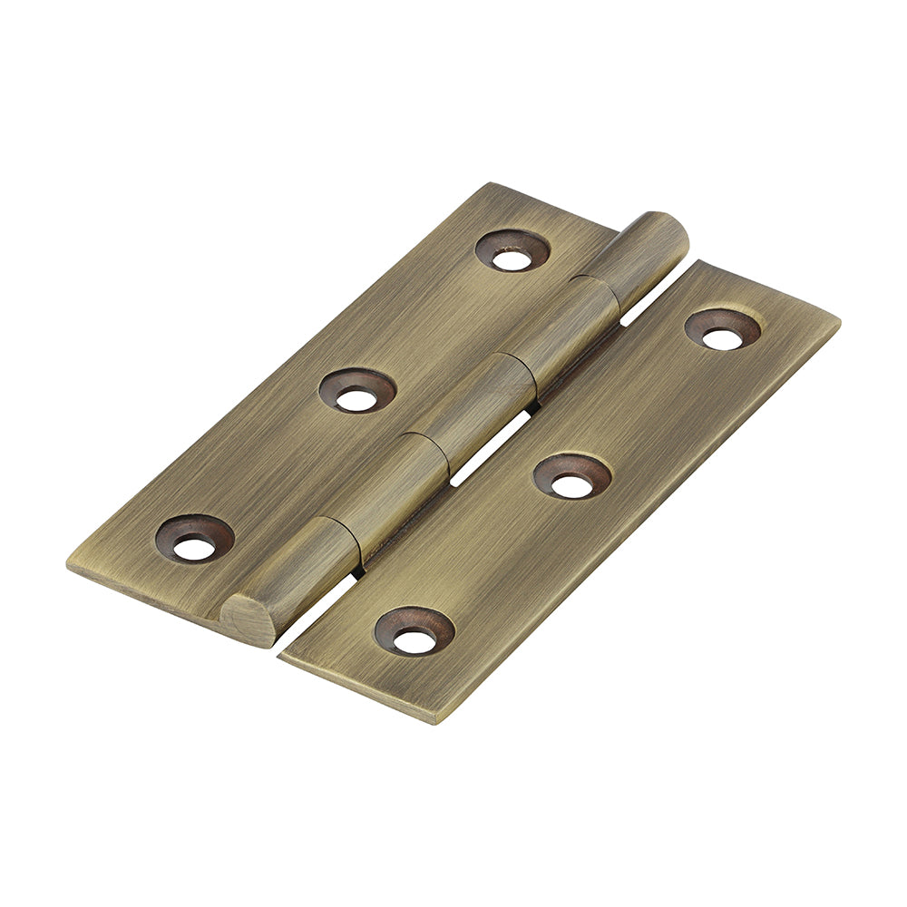 This is an image showing TIMCO Solid Drawn Hinge - Solid Brass - Antique Brass - 75 x 40 - 2 Pieces Bag available from T.H Wiggans Ironmongery in Kendal, quick delivery at discounted prices.