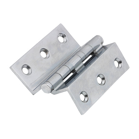 This is an image showing TIMCO Ball Bearing Stormproof Hinge (1951) - Solid Brass - Polished Chrome - 64 x 55 - 2 Pieces Box available from T.H Wiggans Ironmongery in Kendal, quick delivery at discounted prices.