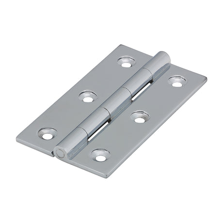 This is an image showing TIMCO Solid Drawn Hinge - Solid Brass - Polished Chrome - 75 x 40 - 2 Pieces Bag available from T.H Wiggans Ironmongery in Kendal, quick delivery at discounted prices.