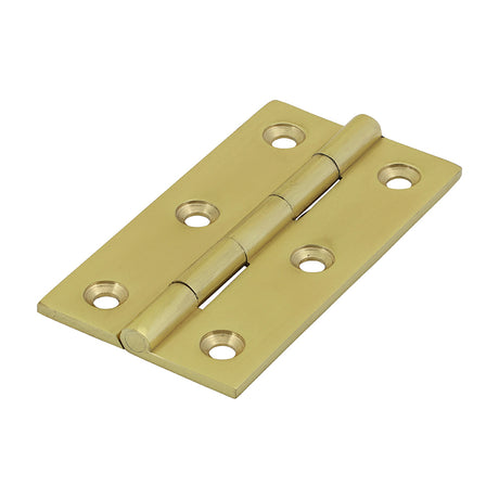 This is an image showing TIMCO Solid Drawn Hinge - Solid Brass - Polished Brass - 64 x 35 - 2 Pieces Bag available from T.H Wiggans Ironmongery in Kendal, quick delivery at discounted prices.