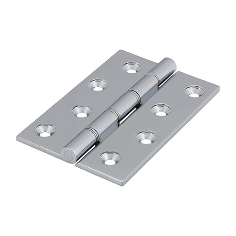 This is an image showing TIMCO Double Stainless Steel Washered Butt Hinge - Solid Brass - Polished Chrome - 102 x 67 - 2 Pieces Box available from T.H Wiggans Ironmongery in Kendal, quick delivery at discounted prices.