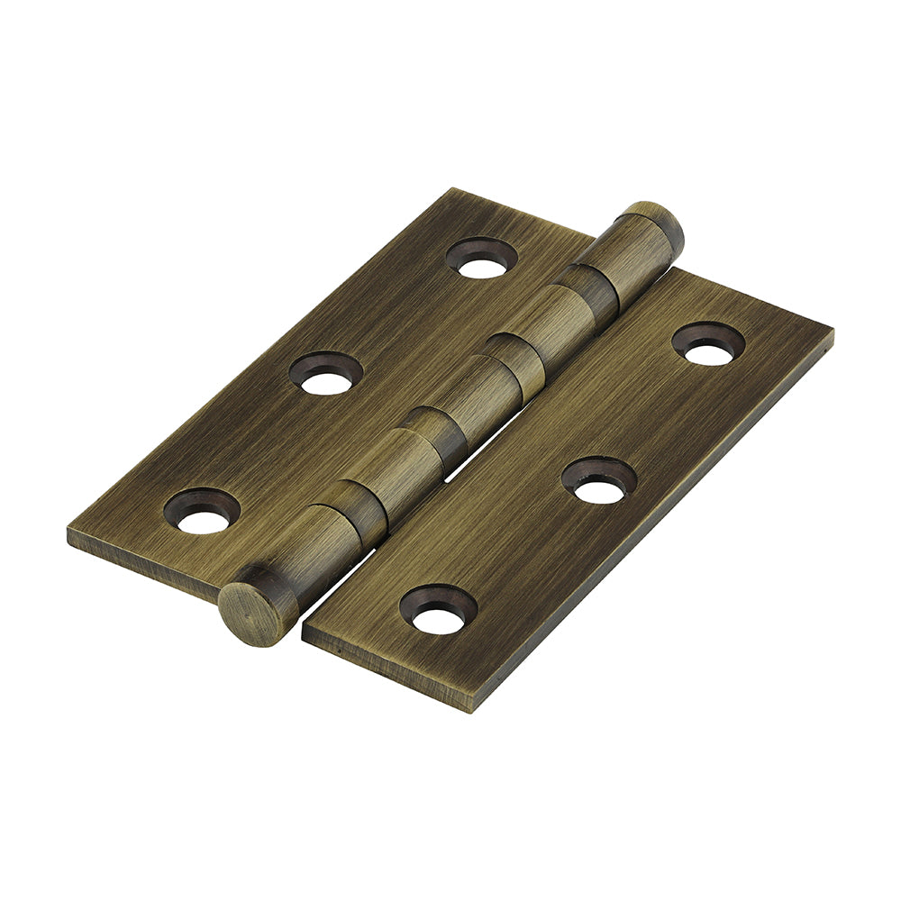 This is an image showing TIMCO Performance Ball Race Hinge - Solid Brass - Antique Brass - 76 x 50 - 2 Pieces Box available from T.H Wiggans Ironmongery in Kendal, quick delivery at discounted prices.