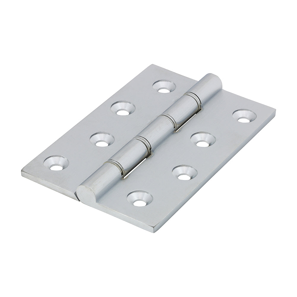 This is an image showing TIMCO Double Stainless Steel Washered Butt Hinge - Solid Brass - Satin Chrome - 102 x 67 - 2 Pieces Box available from T.H Wiggans Ironmongery in Kendal, quick delivery at discounted prices.