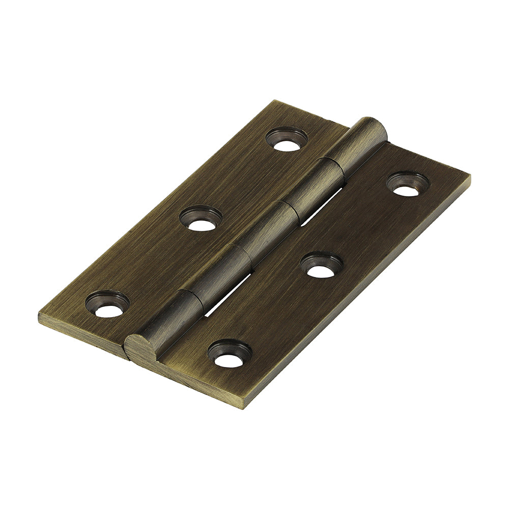 This is an image showing TIMCO Solid Drawn Hinge - Solid Brass - Antique Brass - 64 x 35 - 2 Pieces Bag available from T.H Wiggans Ironmongery in Kendal, quick delivery at discounted prices.