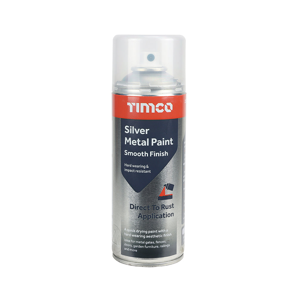 This is an image showing TIMCO Silver Metal Paint - Smooth Finish - 380ml - 1 Each Can available from T.H Wiggans Ironmongery in Kendal, quick delivery at discounted prices.