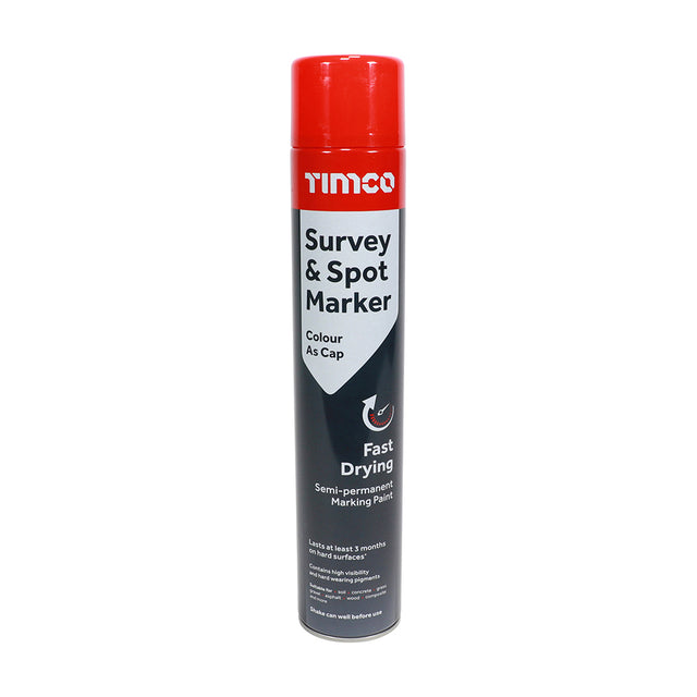 This is an image showing TIMCO Survey & Spot Marker - Red - 750ml - 1 Each Can available from T.H Wiggans Ironmongery in Kendal, quick delivery at discounted prices.
