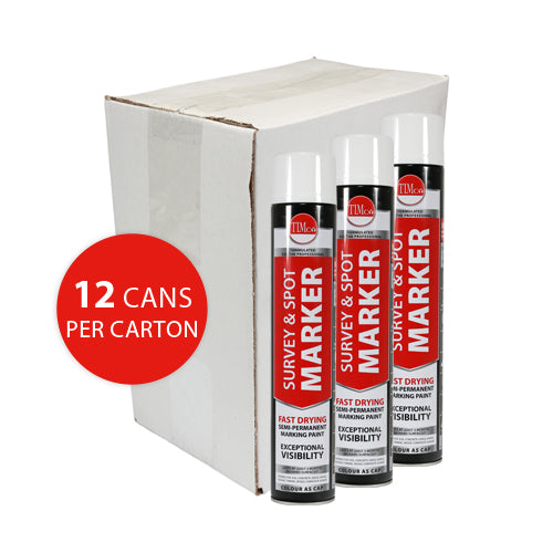 This is an image showing TIMCO Survey & Spot Marker - White - 750ml - 1 Each Can available from T.H Wiggans Ironmongery in Kendal, quick delivery at discounted prices.