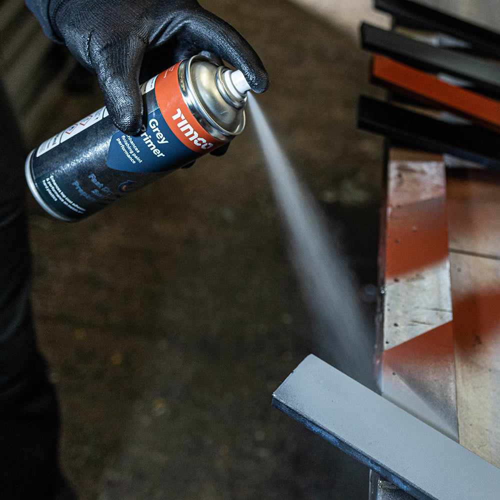 This is an image showing TIMCO Grey Primer - 380ml - 1 Each Can available from T.H Wiggans Ironmongery in Kendal, quick delivery at discounted prices.
