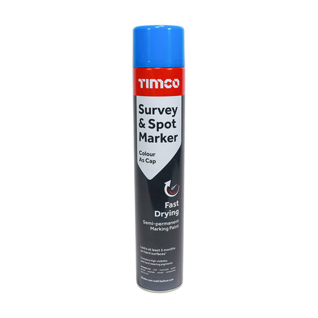 This is an image showing TIMCO Survey & Spot Marker - Blue - 750ml - 1 Each Can available from T.H Wiggans Ironmongery in Kendal, quick delivery at discounted prices.