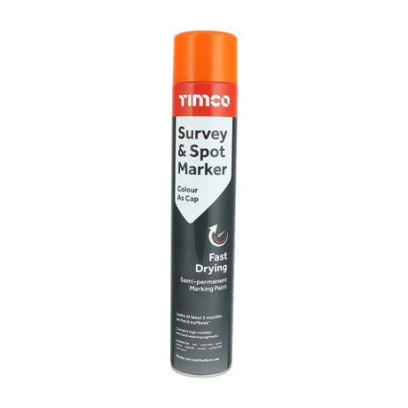 This is an image showing TIMCO Survey & Spot Marker - Orange - 750ml - 1 Each Can available from T.H Wiggans Ironmongery in Kendal, quick delivery at discounted prices.