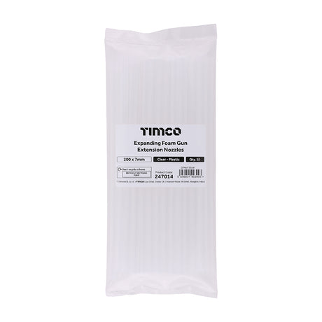This is an image showing TIMCO Expanding Foam Gun Extension Nozzles - 200 x 7mm - 25 Pieces Bag available from T.H Wiggans Ironmongery in Kendal, quick delivery at discounted prices.