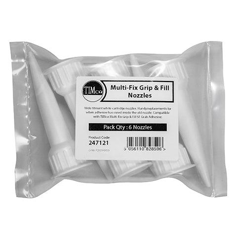This is an image showing TIMCO Grip & Fill Nozzles - To fit 350/380ml - 6 Pieces Bag available from T.H Wiggans Ironmongery in Kendal, quick delivery at discounted prices.