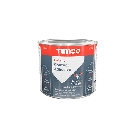 This is an image showing TIMCO Instant Contact Adhesive - Liquid - 250ml - 1 Each Tin available from T.H Wiggans Ironmongery in Kendal, quick delivery at discounted prices.