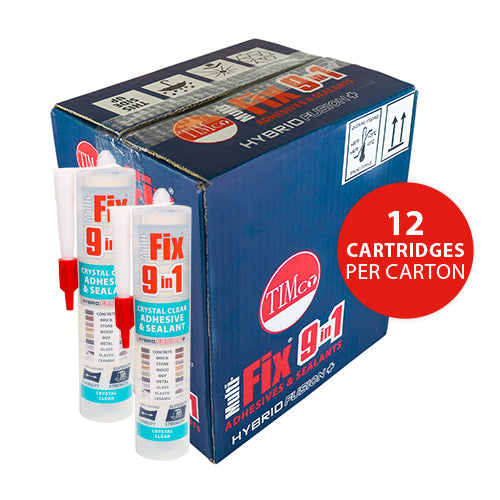 This is an image showing TIMCO 9 in 1 Adhesive & Sealant - Crystal Clear - 290ml - 1 Each Cartridge available from T.H Wiggans Ironmongery in Kendal, quick delivery at discounted prices.