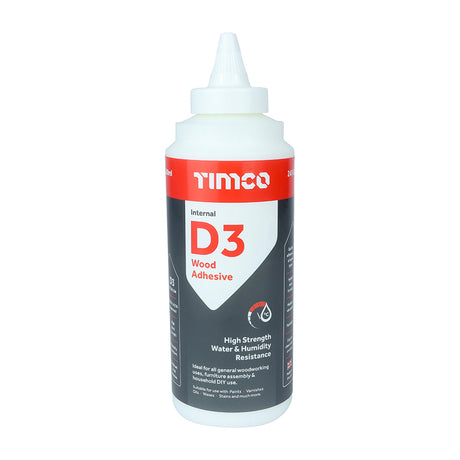 This is an image showing TIMCO Internal D3 Wood Adhesive - 500ml - 1 Each Bottle available from T.H Wiggans Ironmongery in Kendal, quick delivery at discounted prices.