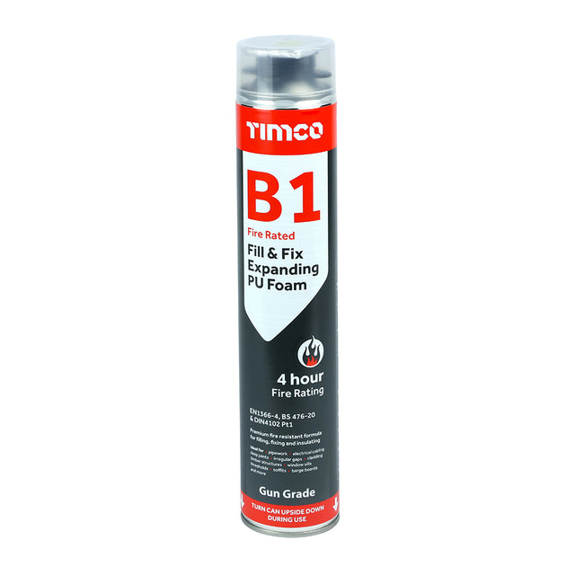 This is an image showing TIMCO B1 Fill & Fix Expanding PU Foam - Gun Grade - 750ml - 1 Each Can available from T.H Wiggans Ironmongery in Kendal, quick delivery at discounted prices.