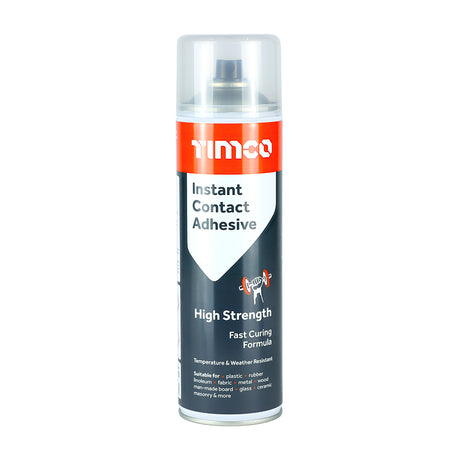 This is an image showing TIMCO Instant Contact Adhesive - Spray - 500ml - 1 Each Can available from T.H Wiggans Ironmongery in Kendal, quick delivery at discounted prices.
