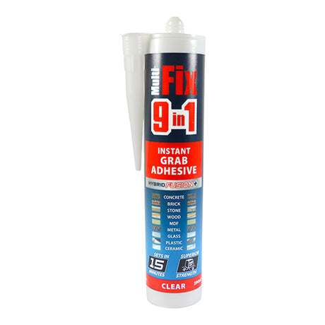 This is an image showing TIMCO 9 in 1 Instant Grab Adhesive - Clear - 290ml - 1 Each Cartridge available from T.H Wiggans Ironmongery in Kendal, quick delivery at discounted prices.