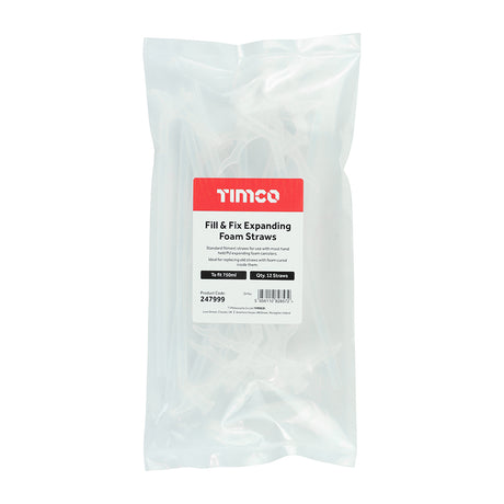 This is an image showing TIMCO Fill & Fix Expanding Foam Straws - To fit 750ml - 12 Pieces Bag available from T.H Wiggans Ironmongery in Kendal, quick delivery at discounted prices.