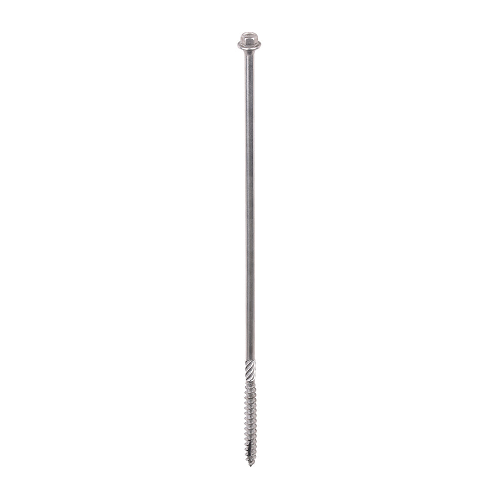 This is an image showing TIMCO Timber Frame Construction & Landscaping Screws - Hex - A4 Stainless Steel - 6.7 x 250 - 25 Pieces Tube available from T.H Wiggans Ironmongery in Kendal, quick delivery at discounted prices.