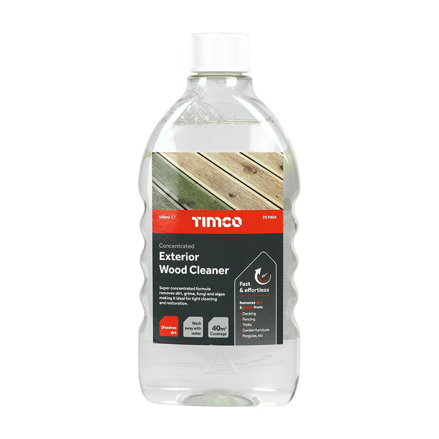 This is an image showing TIMCO Concentrated Exterior Wood Cleaner - 500ml - 1 Each Bottle available from T.H Wiggans Ironmongery in Kendal, quick delivery at discounted prices.