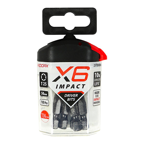 This is an image showing TIMCO Impact Driver Bits - TX - TX25 x 50 - 5 Pieces Handy Bit Pack available from T.H Wiggans Ironmongery in Kendal, quick delivery at discounted prices.