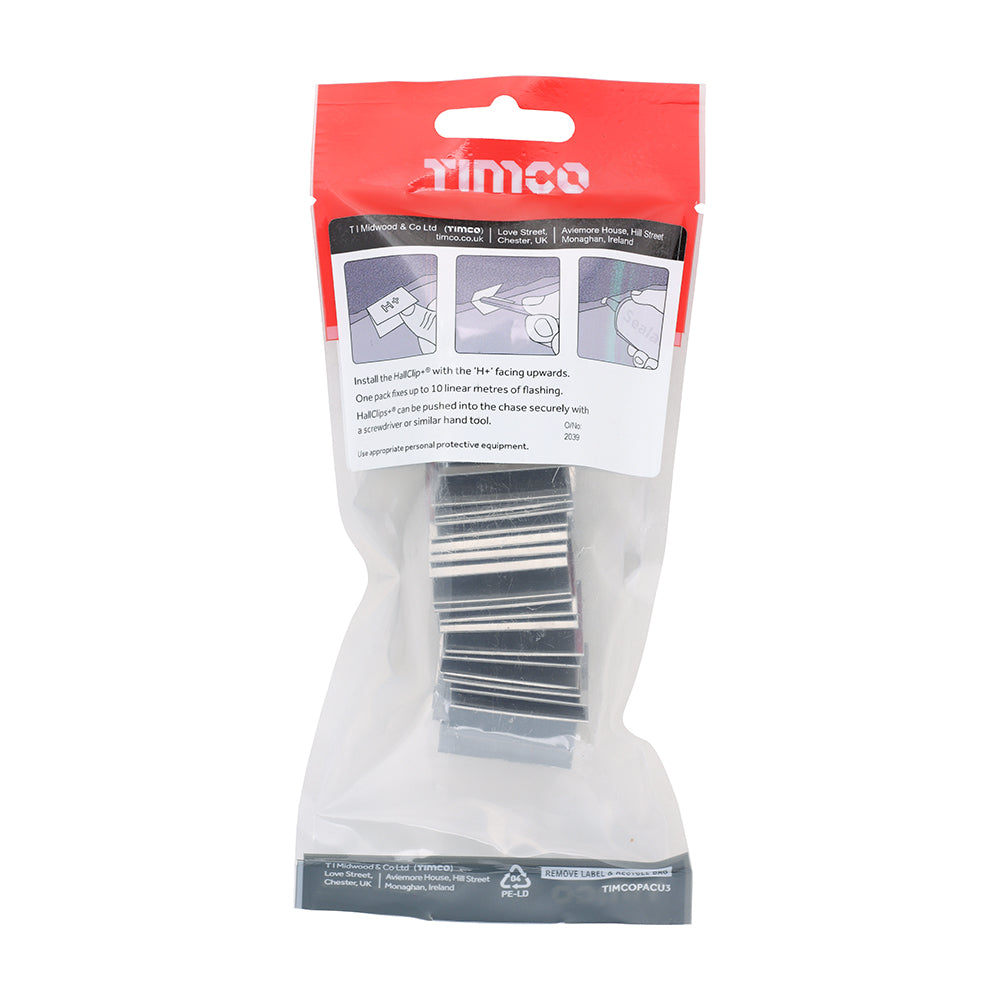 This is an image showing TIMCO HallClip+® Lead Flashing Fixing Clips - 16 - 26mm - 25 Pieces TIMpac available from T.H Wiggans Ironmongery in Kendal, quick delivery at discounted prices.