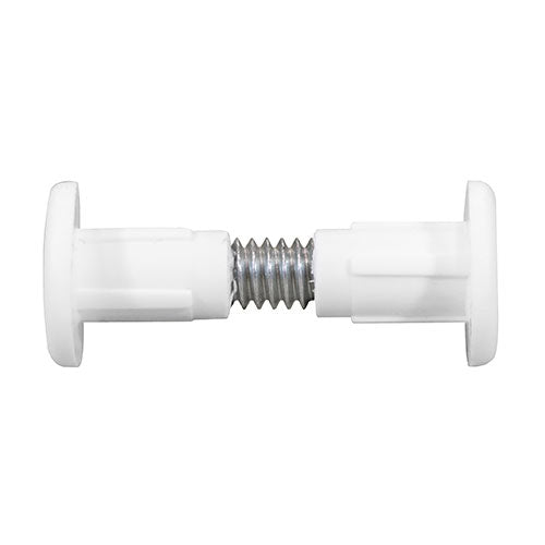 This is an image showing TIMCO Plastic Cabinet Connector Bolts - White - 28mm - 4 Pieces TIMpac available from T.H Wiggans Ironmongery in Kendal, quick delivery at discounted prices.