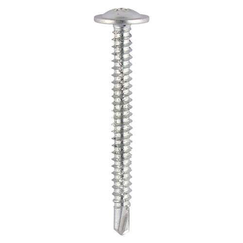 This is an image showing TIMCO Baypole Screws - Wafer Flange - PH - Self-Drilling Point - Zinc - 4.8 x 90 - 200 Pieces Box available from T.H Wiggans Ironmongery in Kendal, quick delivery at discounted prices.