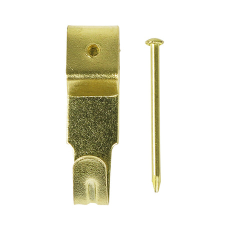 This is an image showing TIMCO Picture Hanging Hooks - Single - Electro Brass - No.2 Single - 12 Pieces TIMpac available from T.H Wiggans Ironmongery in Kendal, quick delivery at discounted prices.