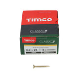 This is an image showing TIMCO Classic Multi-Purpose Screws - PZ - Double Countersunk - Yellow - 3.0 x 25 - 200 Pieces Box available from T.H Wiggans Ironmongery in Kendal, quick delivery at discounted prices.